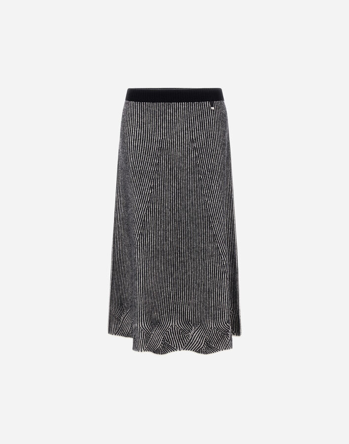 Herno SKIRT IN TWO-TONE VANISÉ WOOL White/Black GN000090D702961093