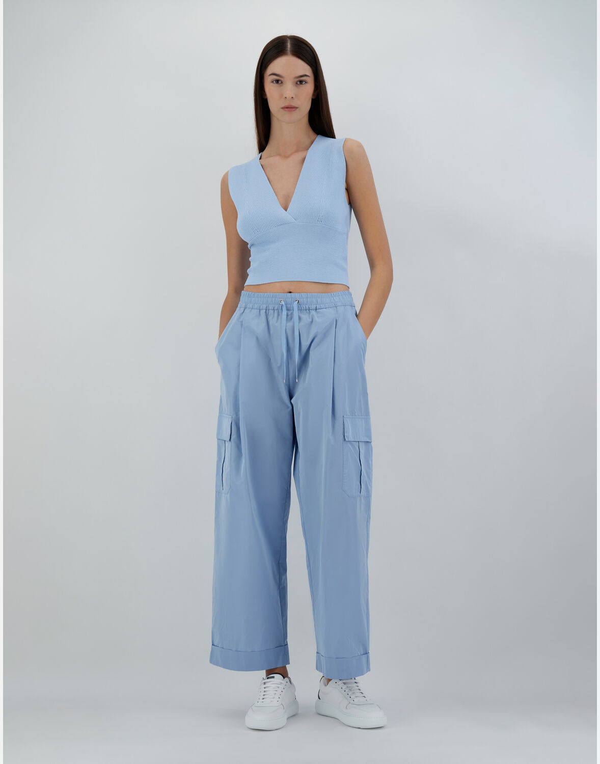 Herno Endless Viscose Rib トップ In Light Blue