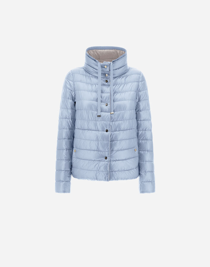 Herno REVERSIBLE CAPE IN NYLON&nbsp;ULTRALIGHT Light Blue/Grey Pearl PI001846D12017Z9094