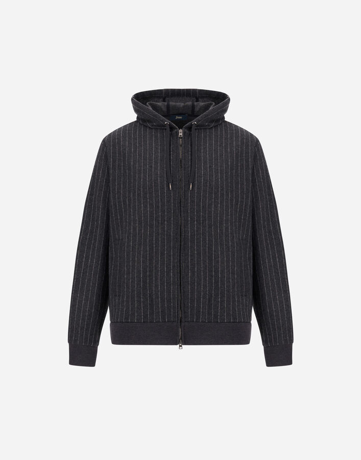 Herno JACQUARD FABRIC SWEATSHIRT WITH PINSTRIPE PATTERN Iron JC000084U560419487