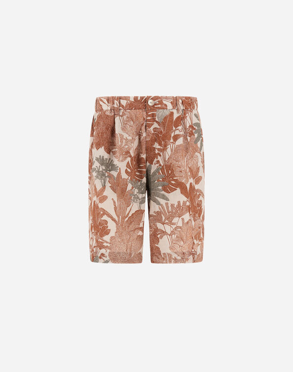 Herno RESORT SHORTS IN FADE-EFFECT LINEN Orange/Military PT00051UR17162P5877