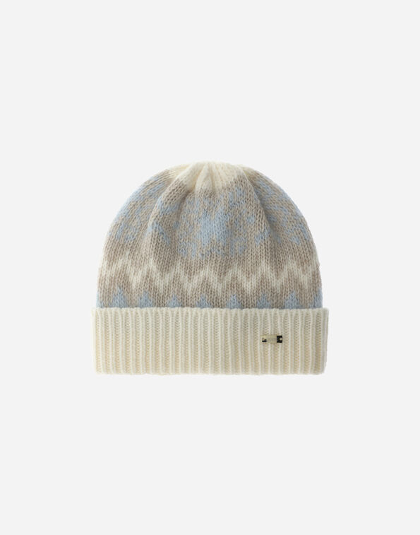Herno MOHAIR BEANIE WITH NORWEGIAN MOTIF Milk White BER00083D703831010