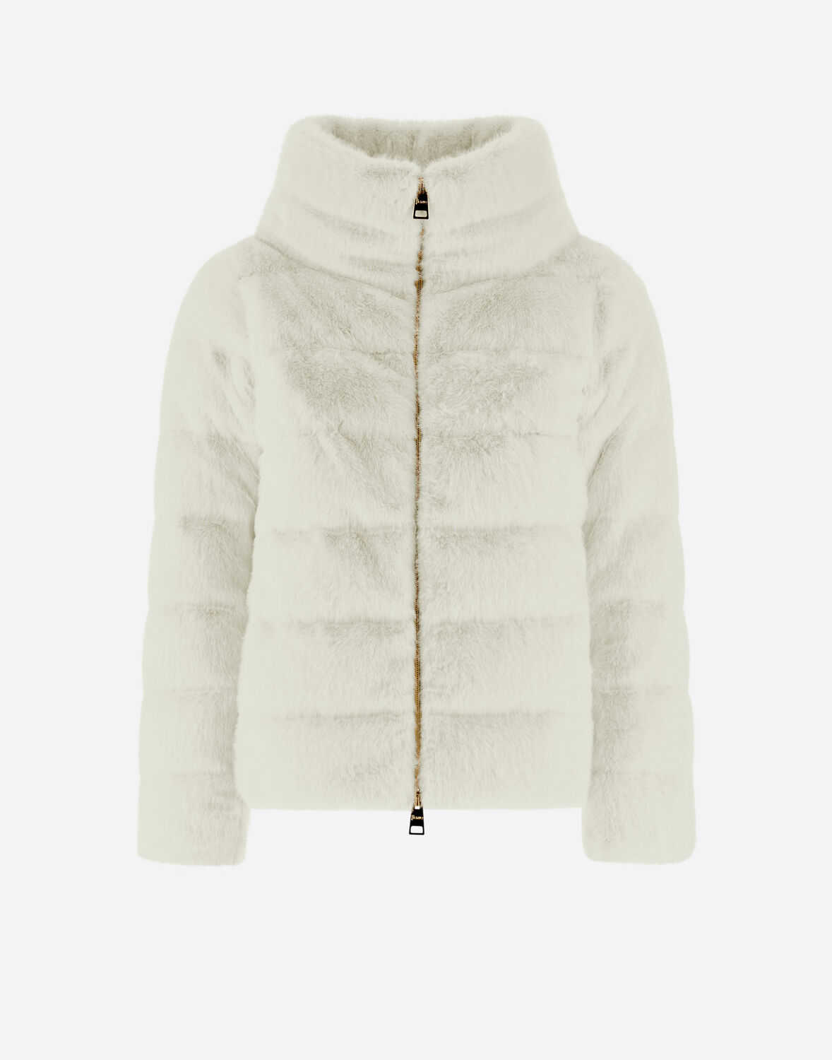 Herno White Faux Fur Quilted Down Jacket In White