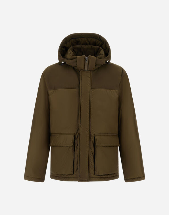 Herno SHORT PARKA IN NYLON CHAMONIX AND WAXED COTTON BLEND Military GC000120U12004Z7740