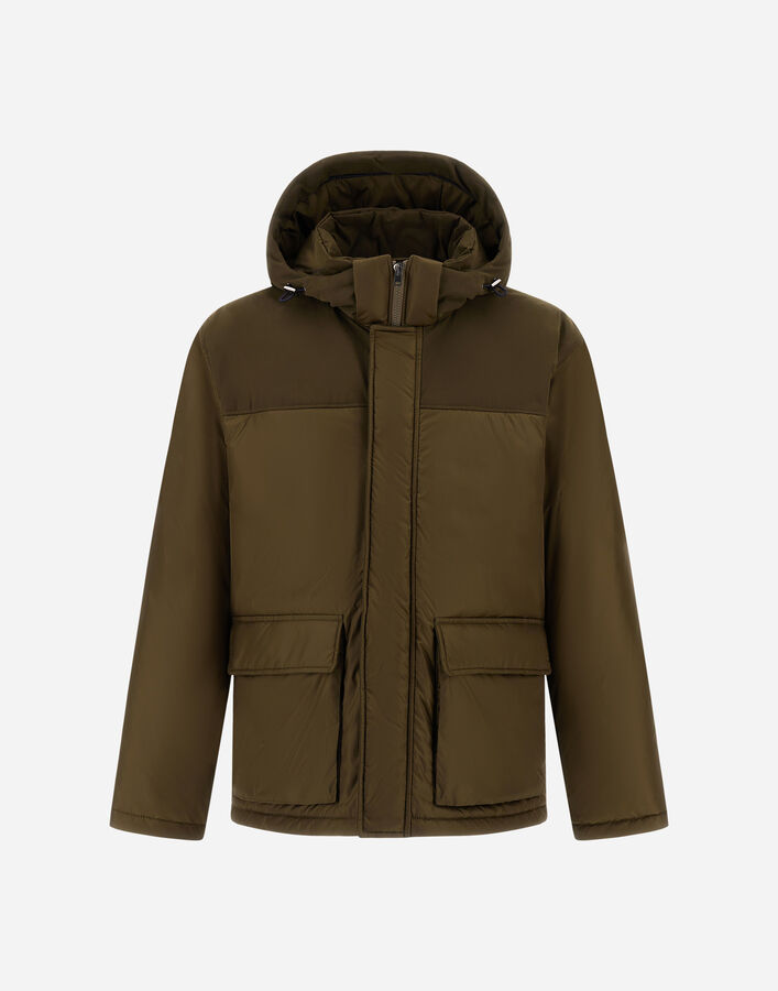 Herno SHORT PARKA IN NYLON CHAMONIX AND WAXED COTTON BLEND Military GC000120U12004Z7740