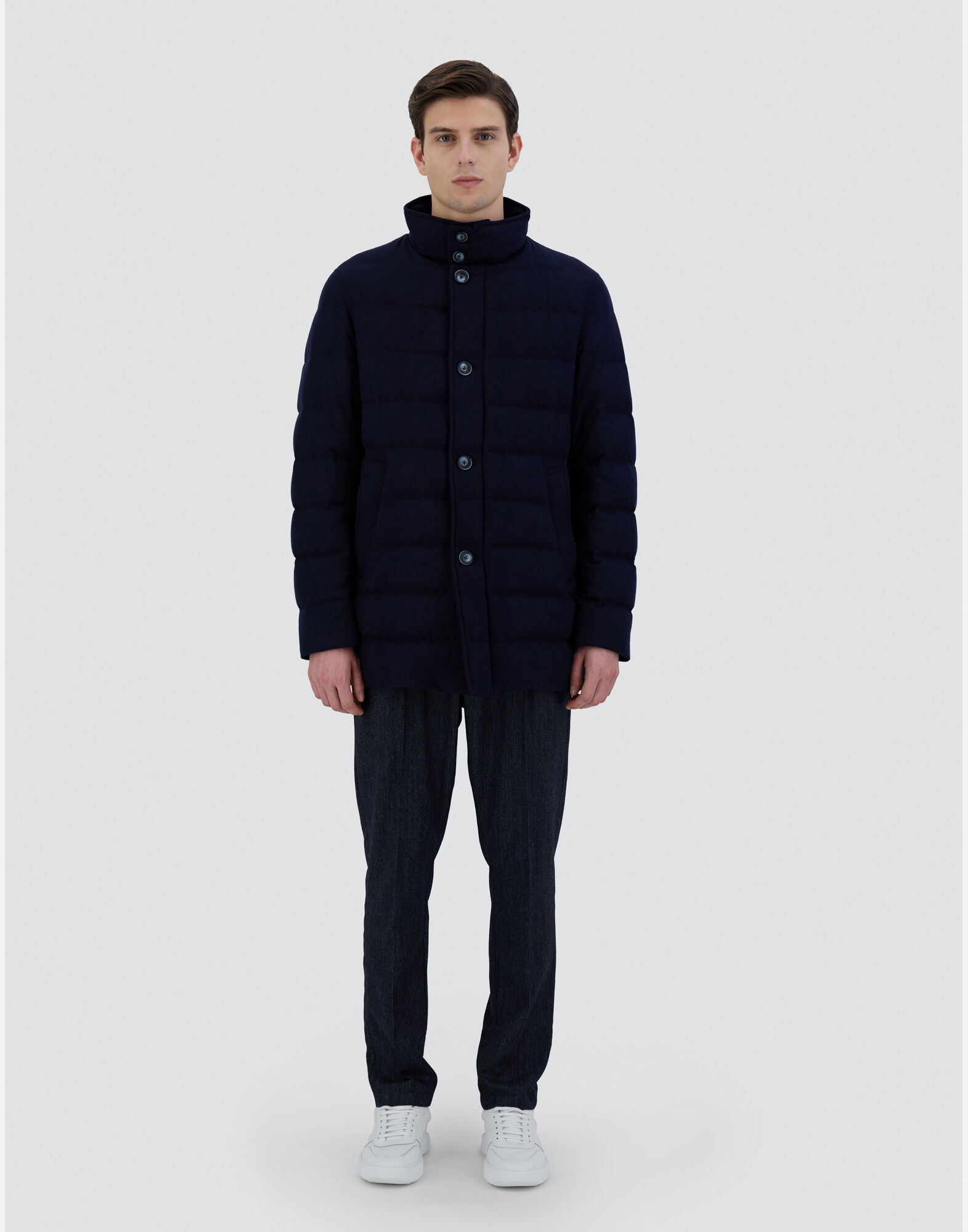 CARCOAT IN EASY CASHMERE MIX in Navy Blue for Men Herno