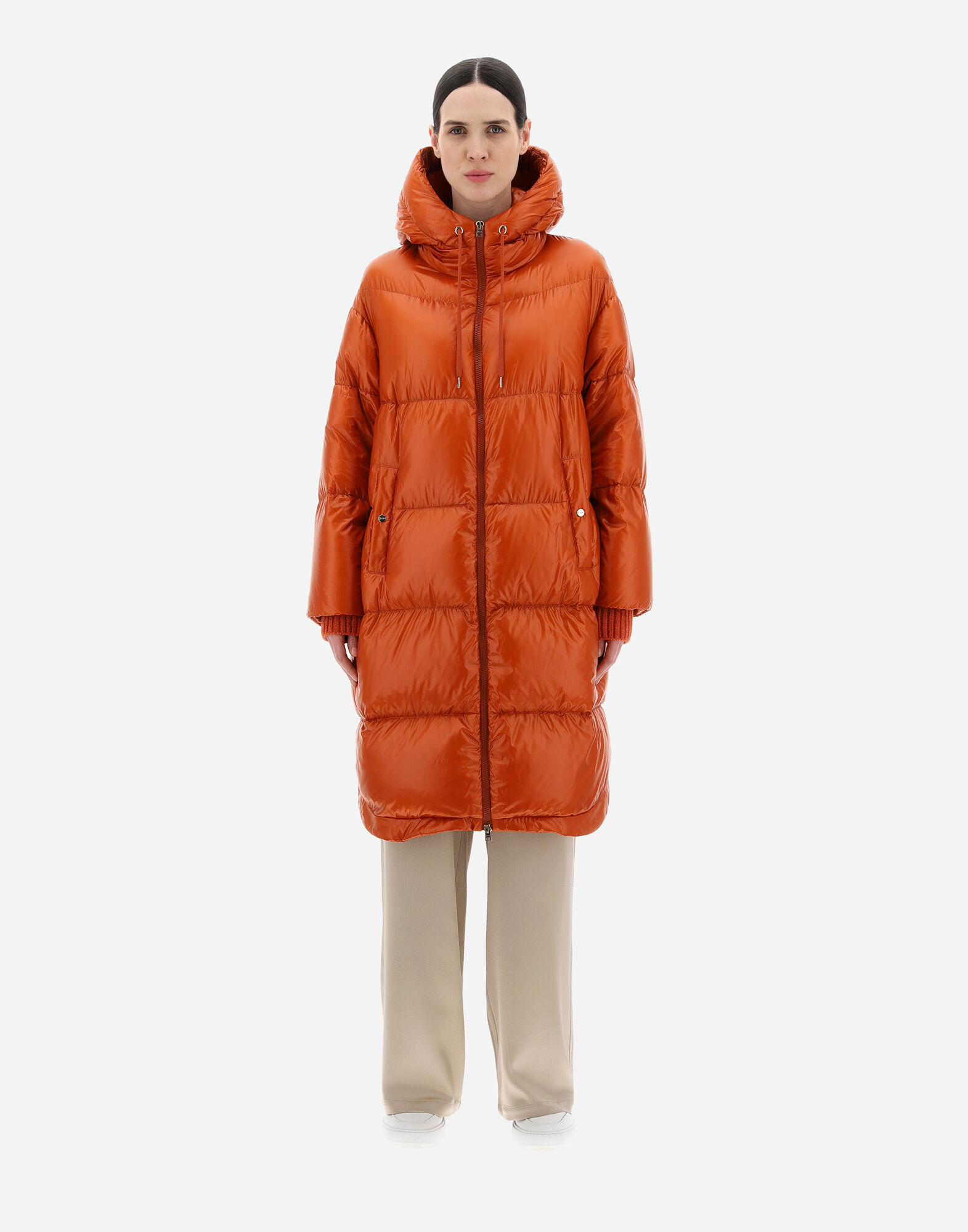 Orange parka with fur hood sales