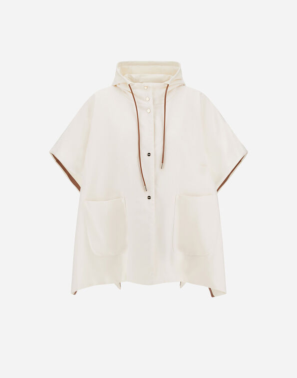 Herno PONCHO IN CASHMERE, SILK AND CHANGING NYLON Ivory GC0007DNW380871200