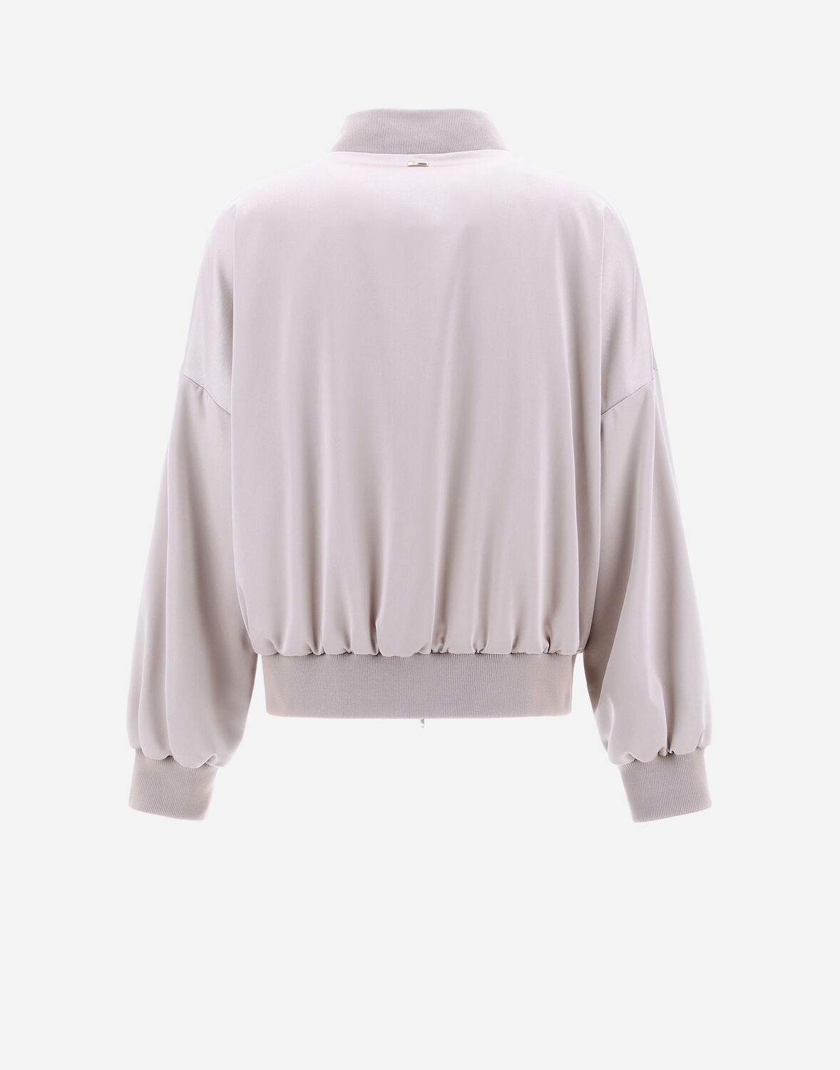 Herno Luxury Satin Bomber Jacket In Ice/beige