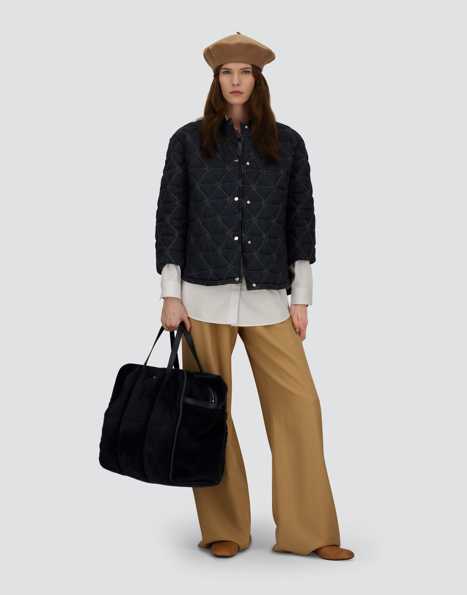 レディース JACKET IN ARENDELLE AND NYLON ULTRALIGHT ネイビーブルー