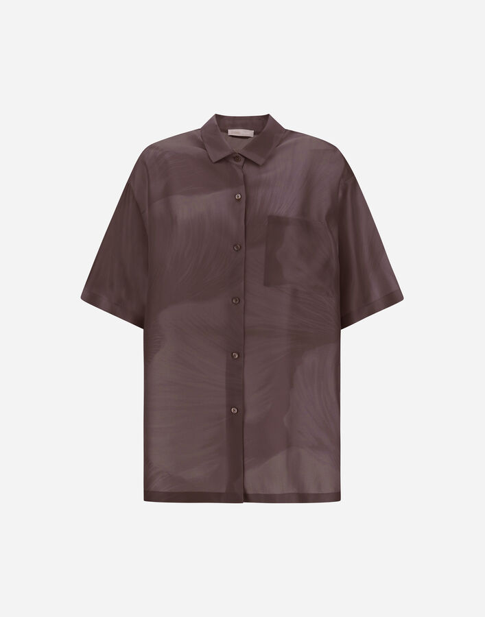 Herno RESORT SHIRT IN PURE SILK WITH FLORAL PRINT Dark Chocolate CM00014DR16019P8810