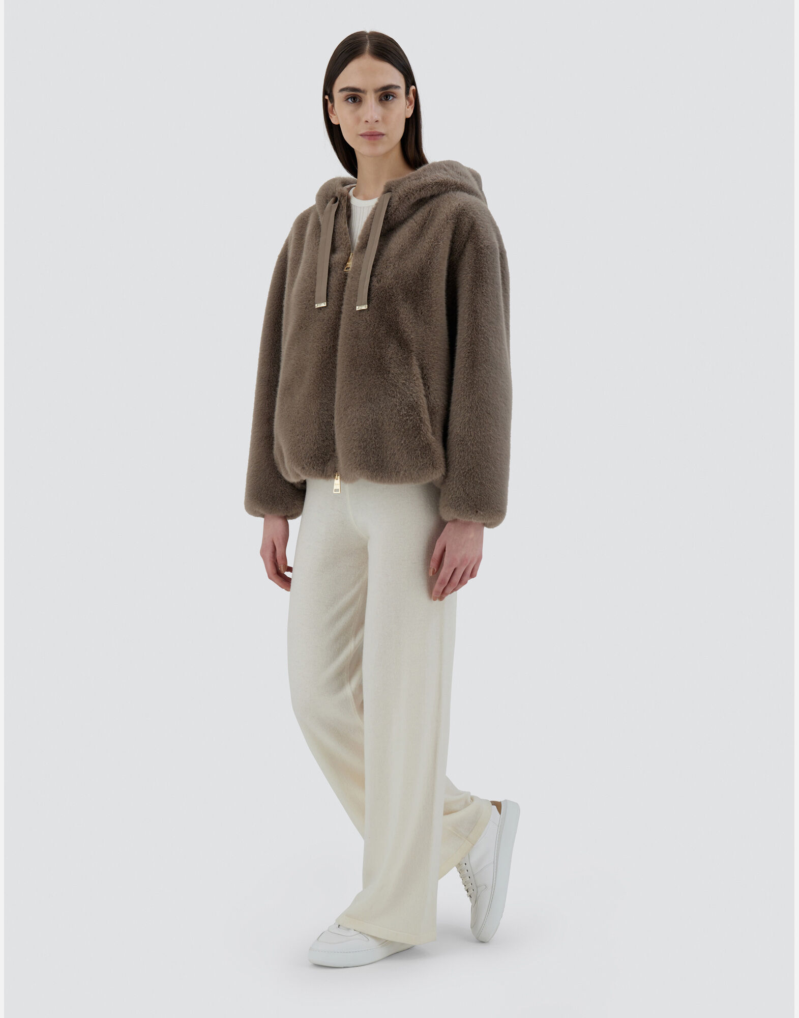 SWEATSHIRT AUS FAUX MINK FUR in Taubengrau fur Damen Herno