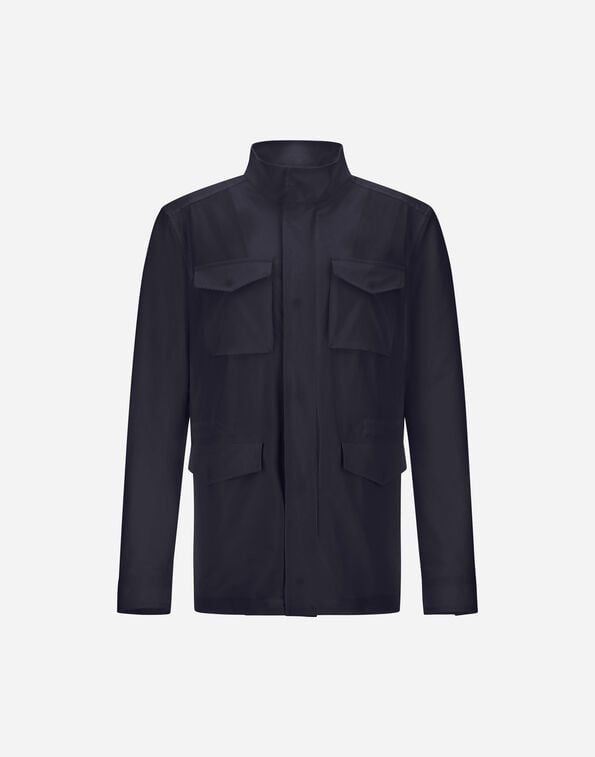 Herno FIELD JACKET IN WRINKLED STRETCH NYLON Navy Blue FI000147U12781S9200