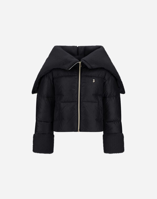 Herno CAPE IN NYLON ULTRALIGHT AND BEAVER-EFFECT FUR-TOUCH Navy Blue PI000196G12017Z9200