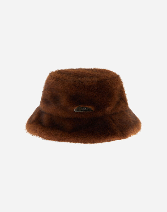 Herno MINK-EFFECT FUR-TOUCH HAT Dark Brown BER00073D127398800