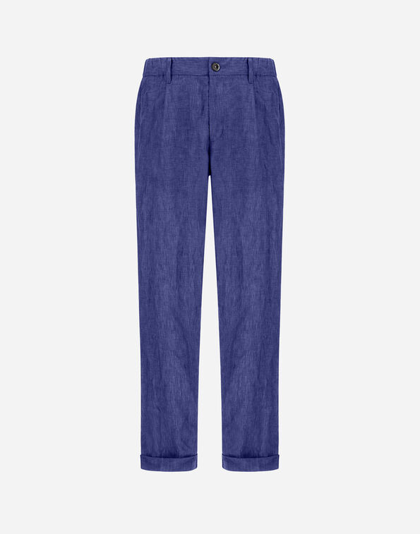 Herno TROUSERS IN SUMMER LINEN Navy Blue PT000190U171589200