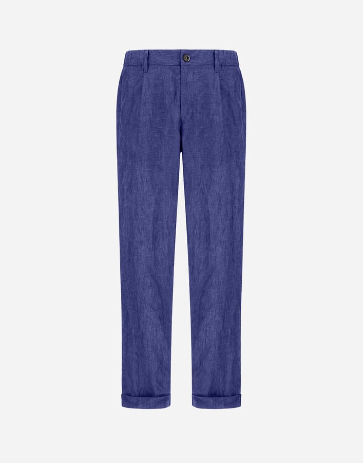 Herno TROUSERS IN SUMMER LINEN Navy Blue PT000190U171589200