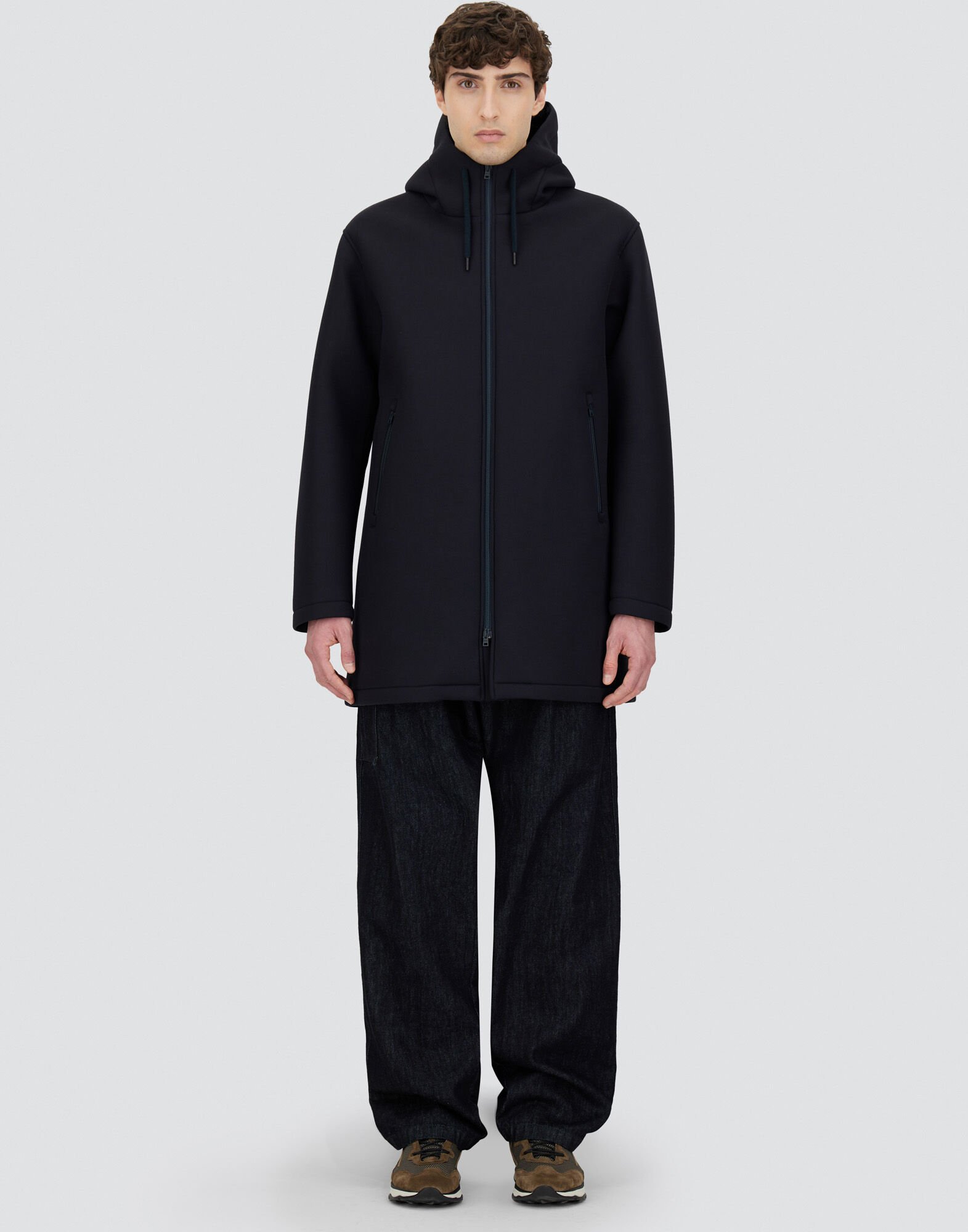 メンズ LONG PARKA IN 3-LAYER SCUBA ダークブルー | Herno