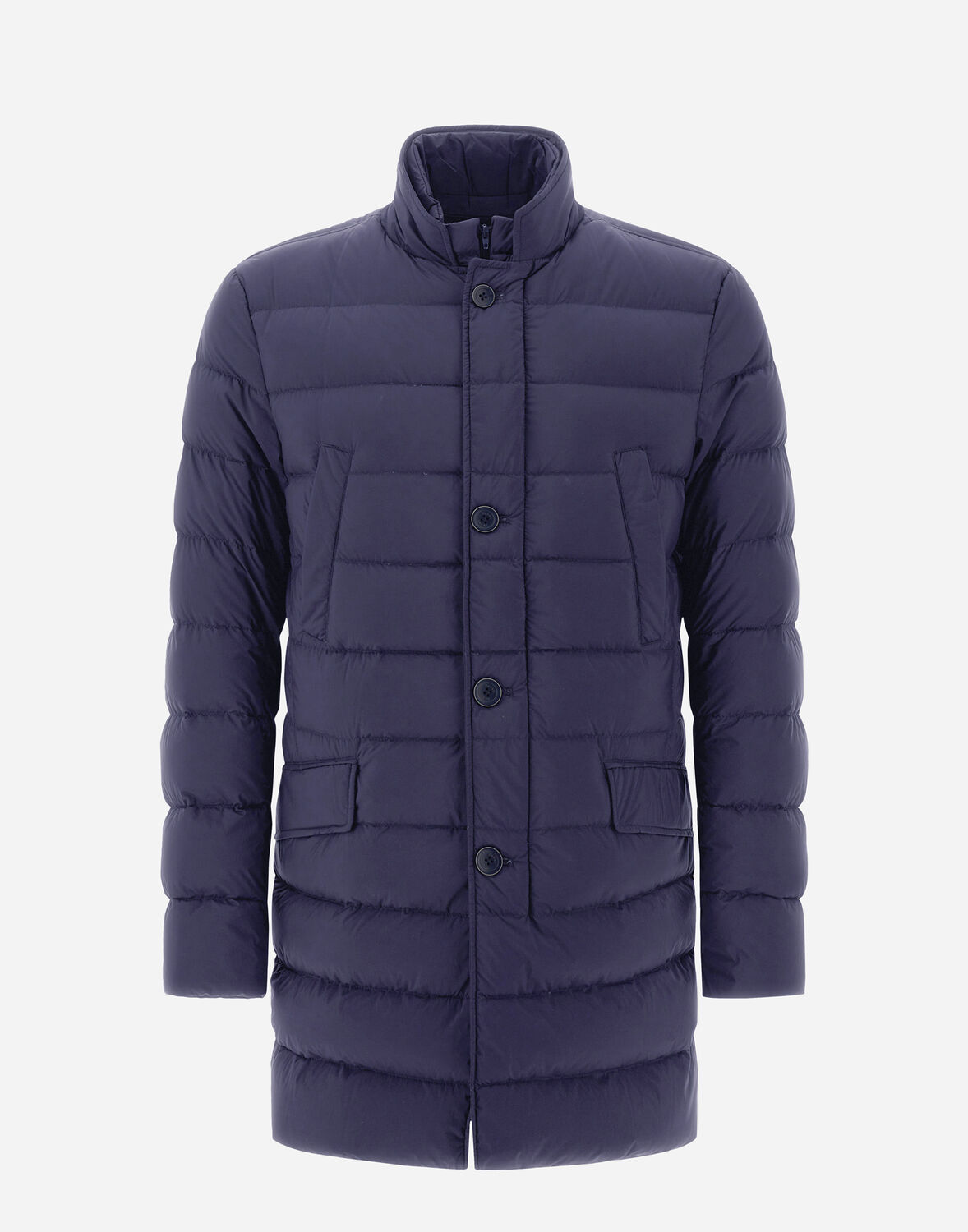 Herno Midnight Blue Polyester Down Jacket In Animal Print