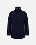 Herno CARCOAT IN WOOLEN MELANGE TWILL AND LIGHT FAUX FUR Navy Blue IM000370U127309250