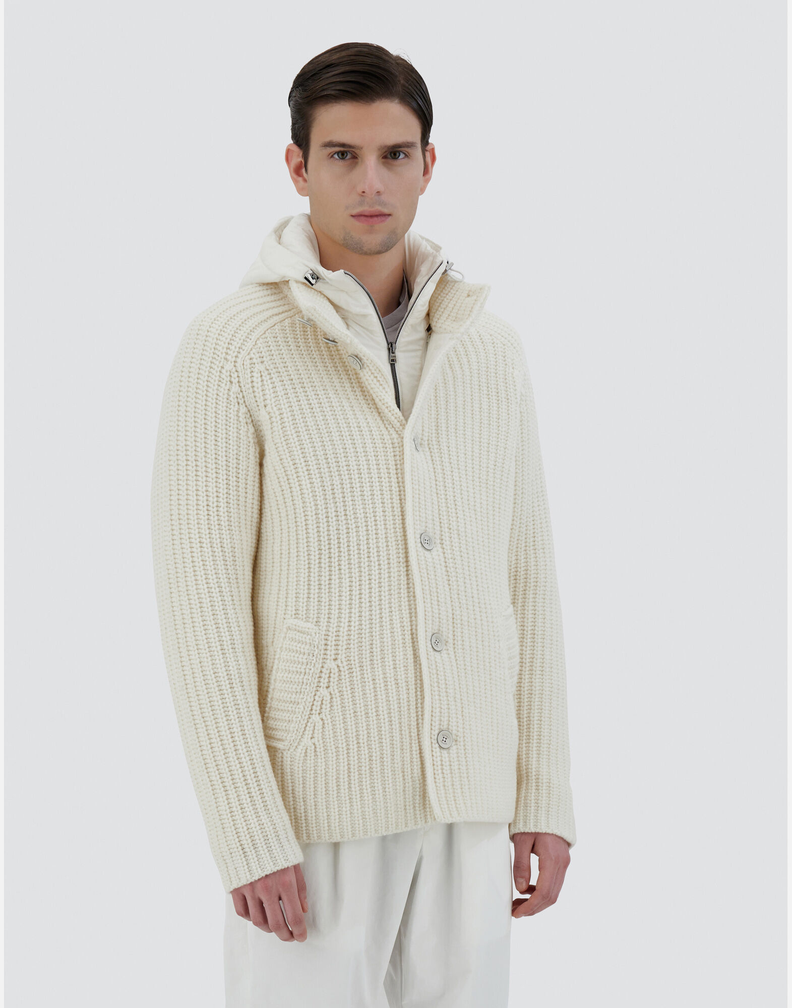 Cream wool cardigan top