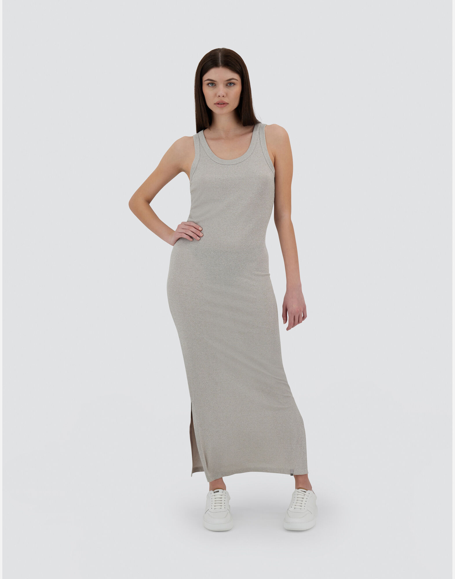 RESORT DRESS IN LUREX SUMMER RIBS in Light Grey for Women Herno