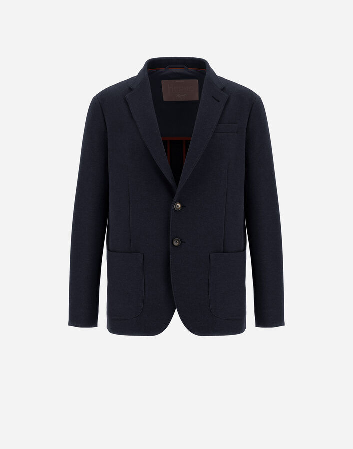 Herno RESORT BLAZER IN SOFT WOOL-EFFECT JERSEY Navy Blue GA00021UR129079200