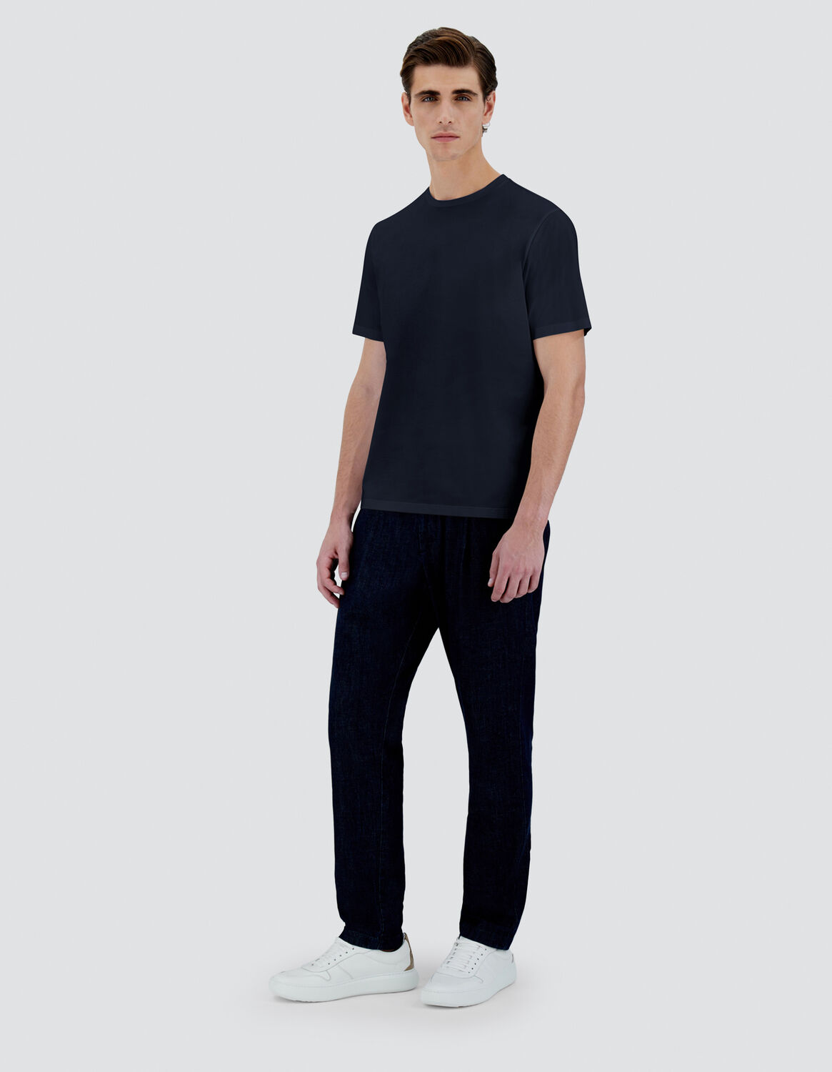 Shop Herno T-shirt In Superfine Cotton Stretch In Navy Blue