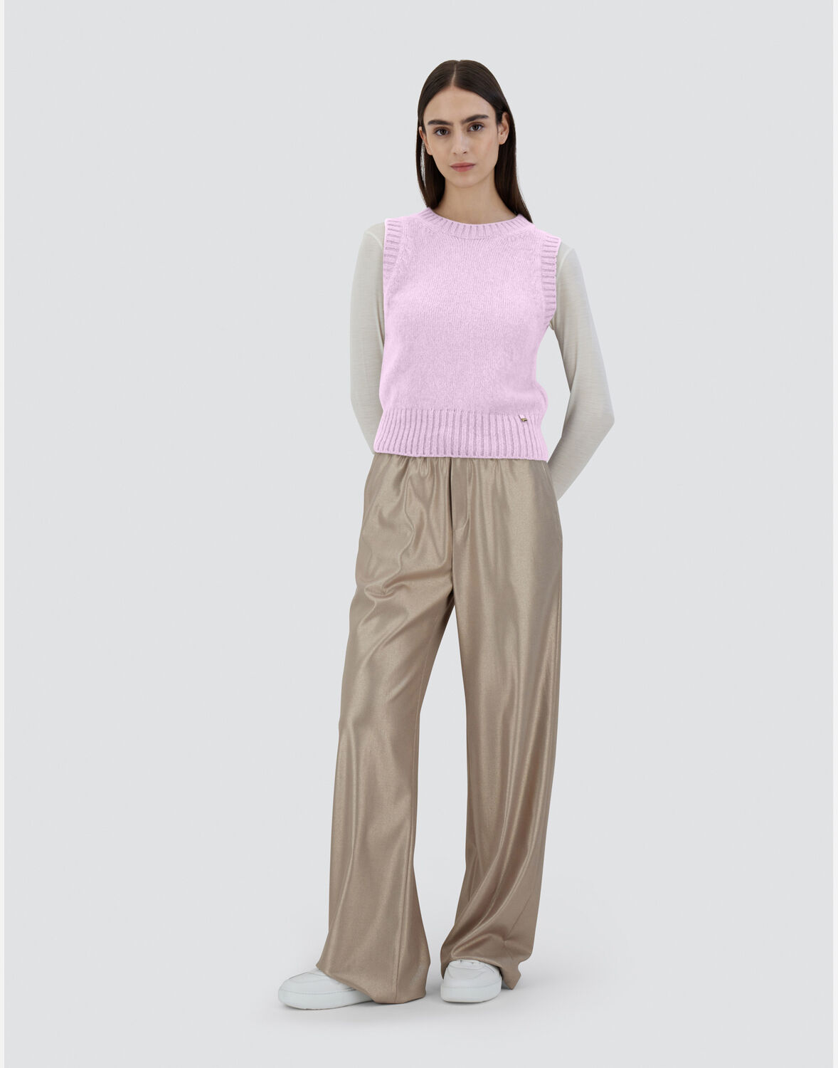 Herno Vest In Plain Alpaca Wool In Pink