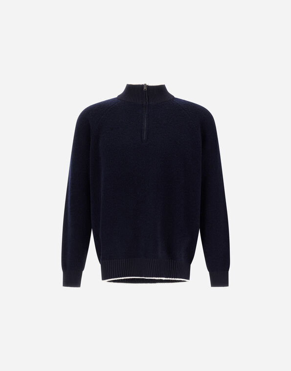 Herno CASHMERE AND WOOL BOUCL&Eacute; JUMPER Navy Blue ML000022U703709200