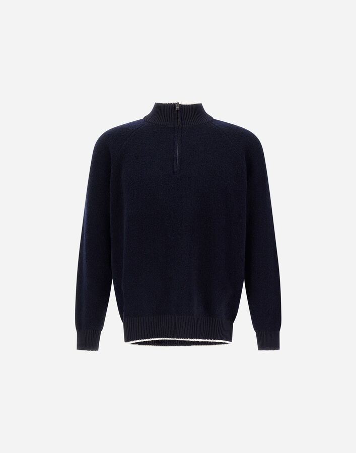 Herno CASHMERE AND WOOL BOUCL&Eacute; JUMPER Navy Blue ML000022U703709200