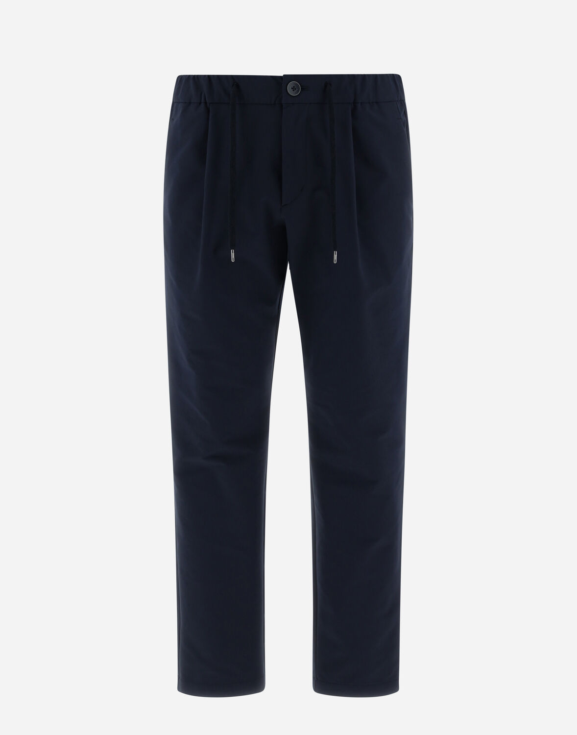 Herno Blue Mid-rise Regular Fit Straight Hem Trousers In Navy Blue