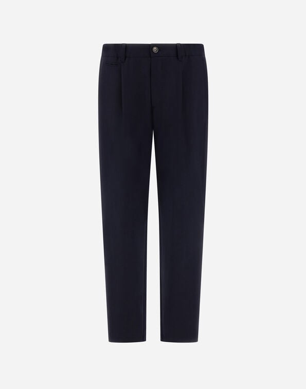 Herno TROUSERS IN FLUID WOOL Navy Blue PT0004UNW334539200