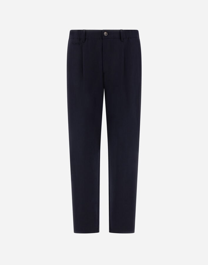 Herno TROUSERS IN FLUID WOOL Navy Blue PT0004UNW334539200