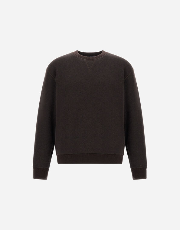 Herno COTTON AND WOOL CREW-NECK SWEATSHIRT Dark Brown JG000298U500908800