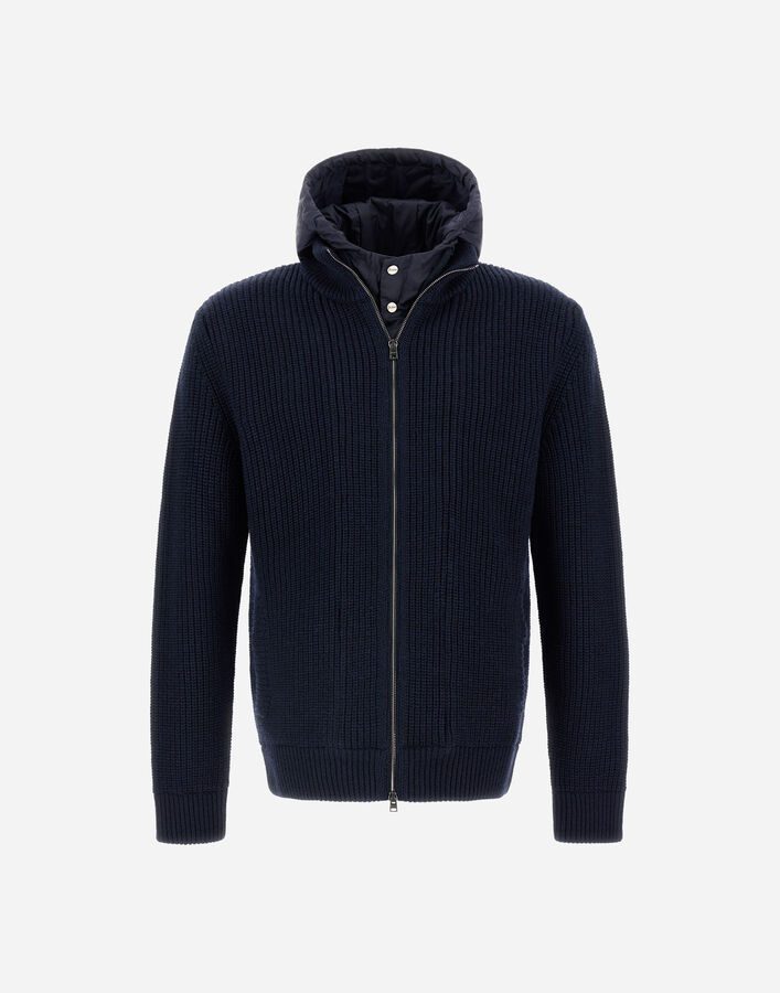 Herno JACKET IN RIBBED MERINO WOOL G.5 AND NYLON CHAMONIX Dark Blue MC000195U702729290