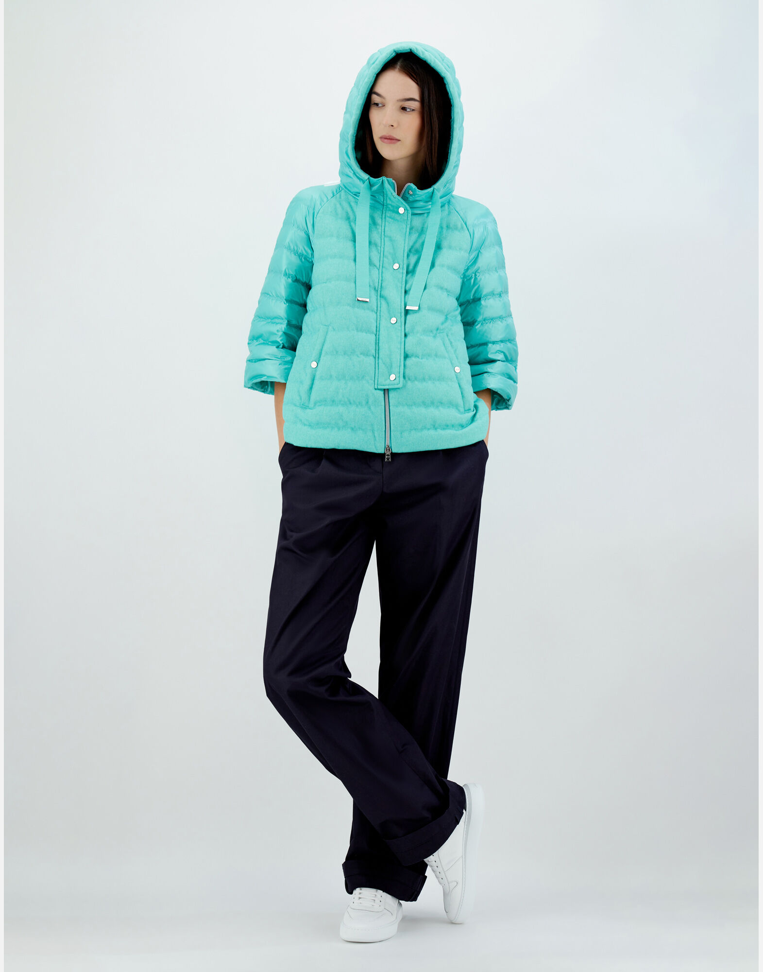 PIUMINO CASHMERE SETA + NYLON ULTRALIGHT HD in Aqua for