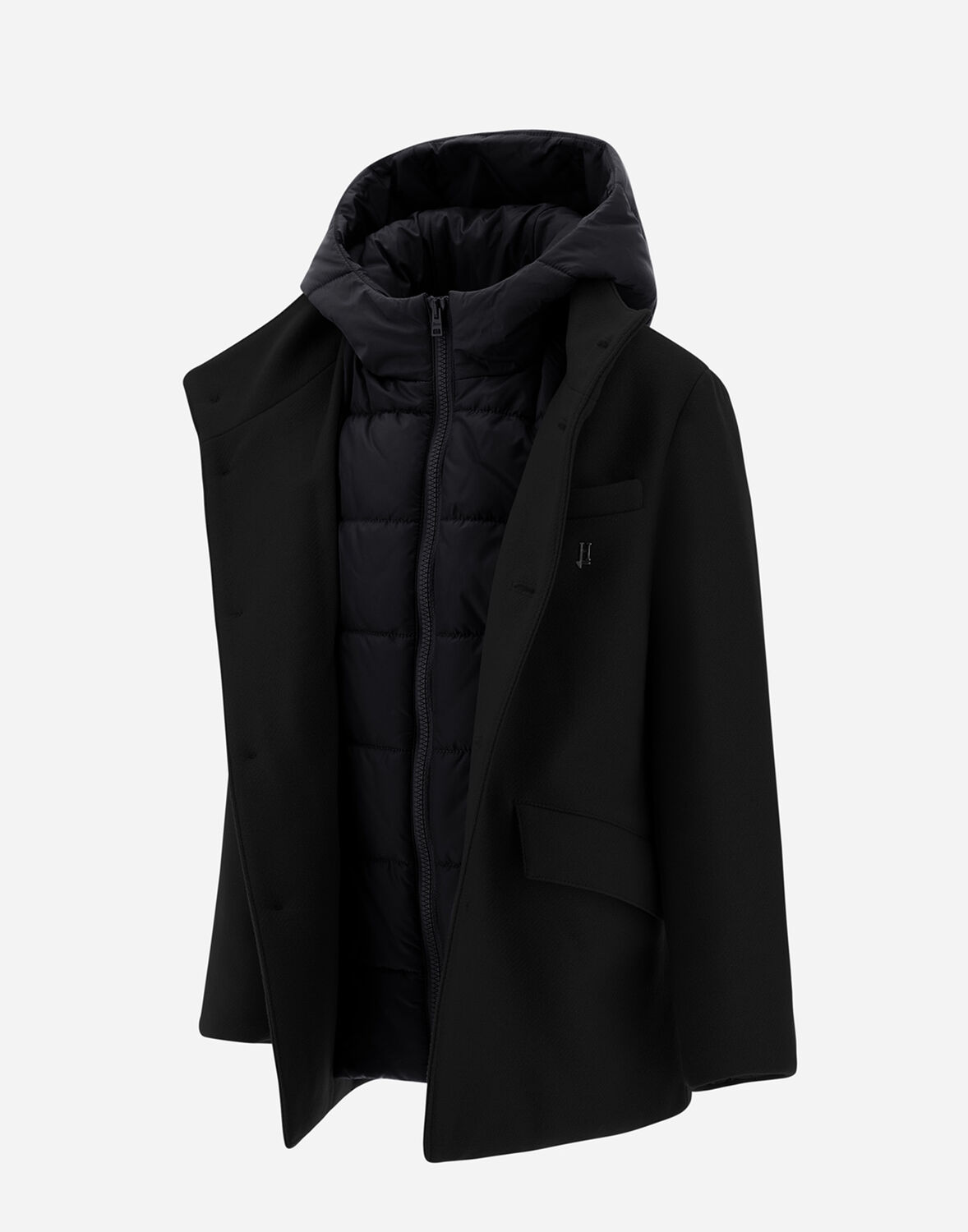 Herno Coat In Ecowool And Nylon Chamonix In Black