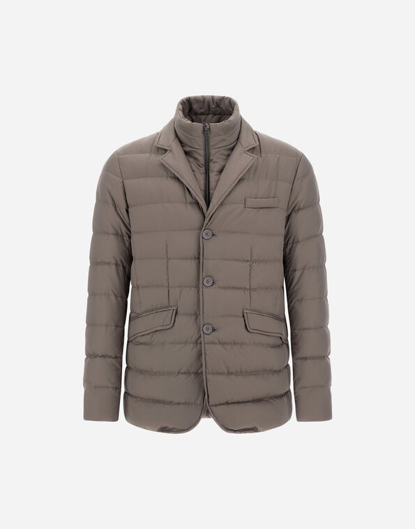 Herno BLAZER IN ARENDELLE AND MONOGRAM Dark Taupe PI001177U12414Z2700