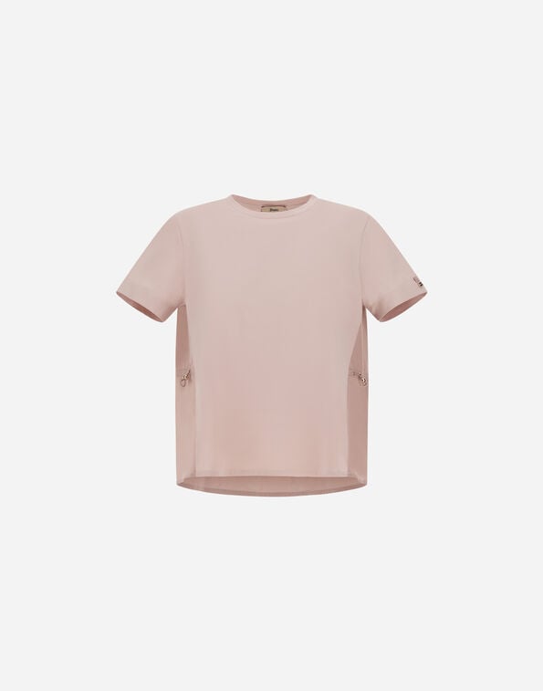 Herno T-SHIRT IN CHIC COTTON JERSEY AND NEW TECHNO TAFFETA Powder Pink JG000224D520064035