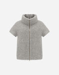 Herno GLOBE SHORT-SLEEVED CAPE IN LUREX & ANIMAL FRIENDLY WOOL Light Grey PI1385D333279410
