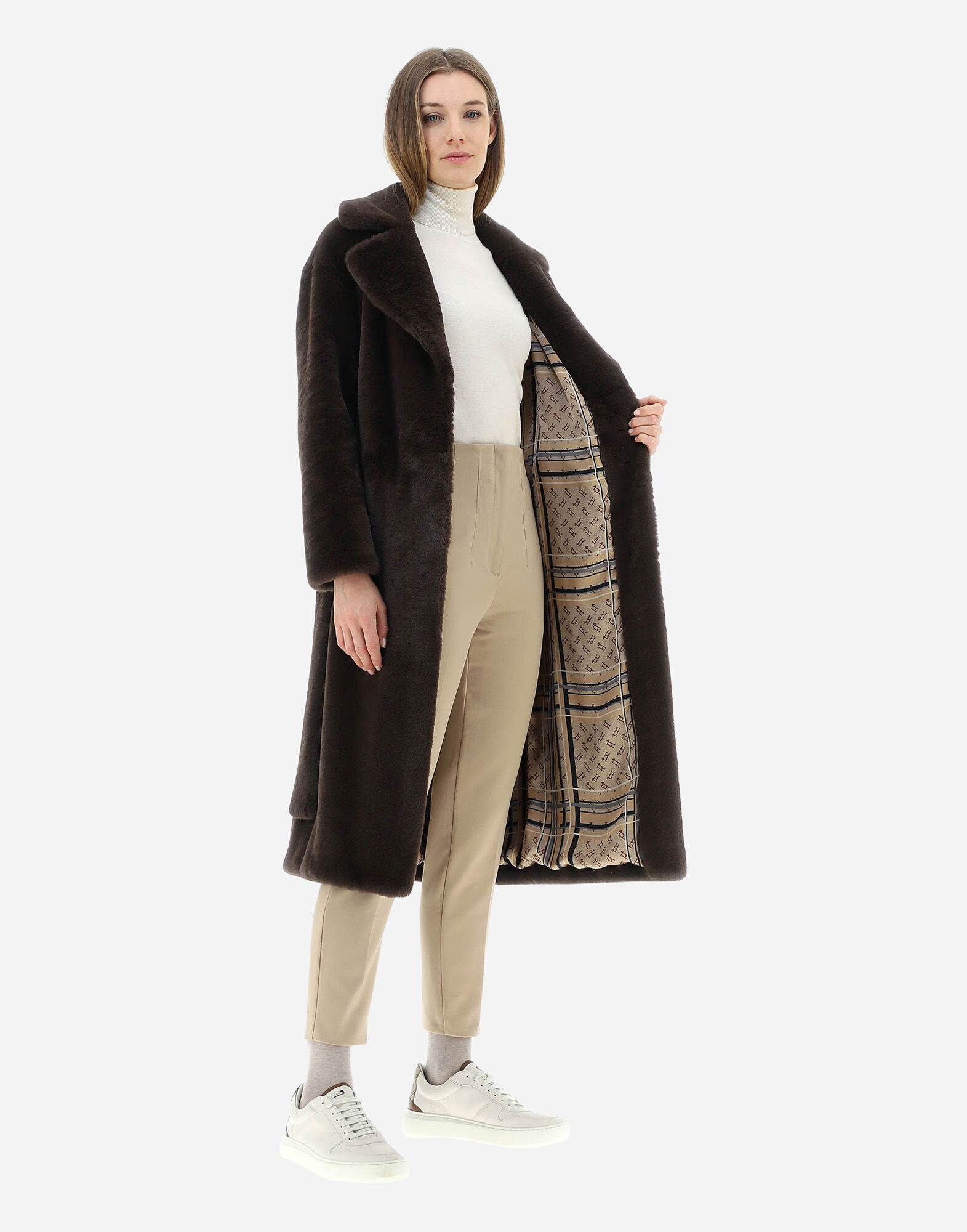 CAPPOTTO SOFT FAUX FUR HDM in Brown for Women Herno