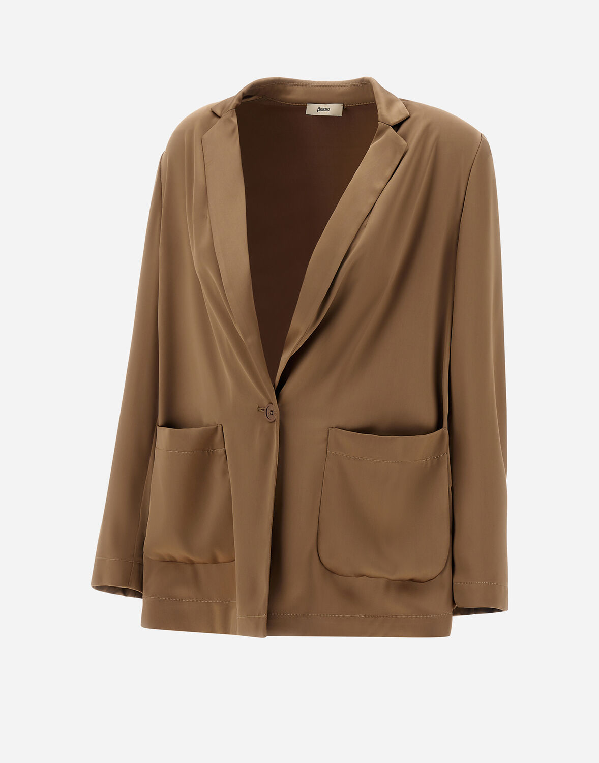 Herno Casual Satin Blazer In Sand