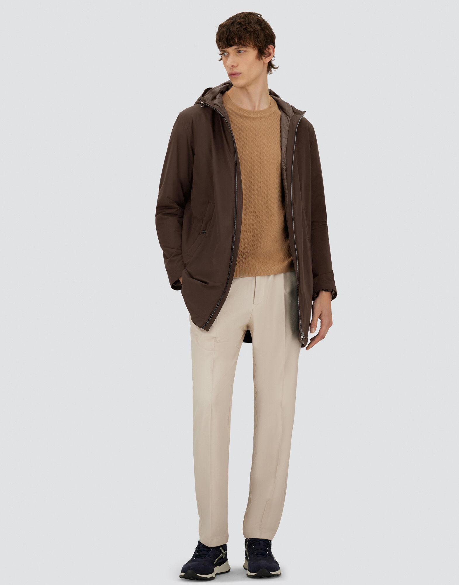 RESORT PARKA IN 4-WAY STRETCH NYLON in Dark Brown for Men | Herno®
