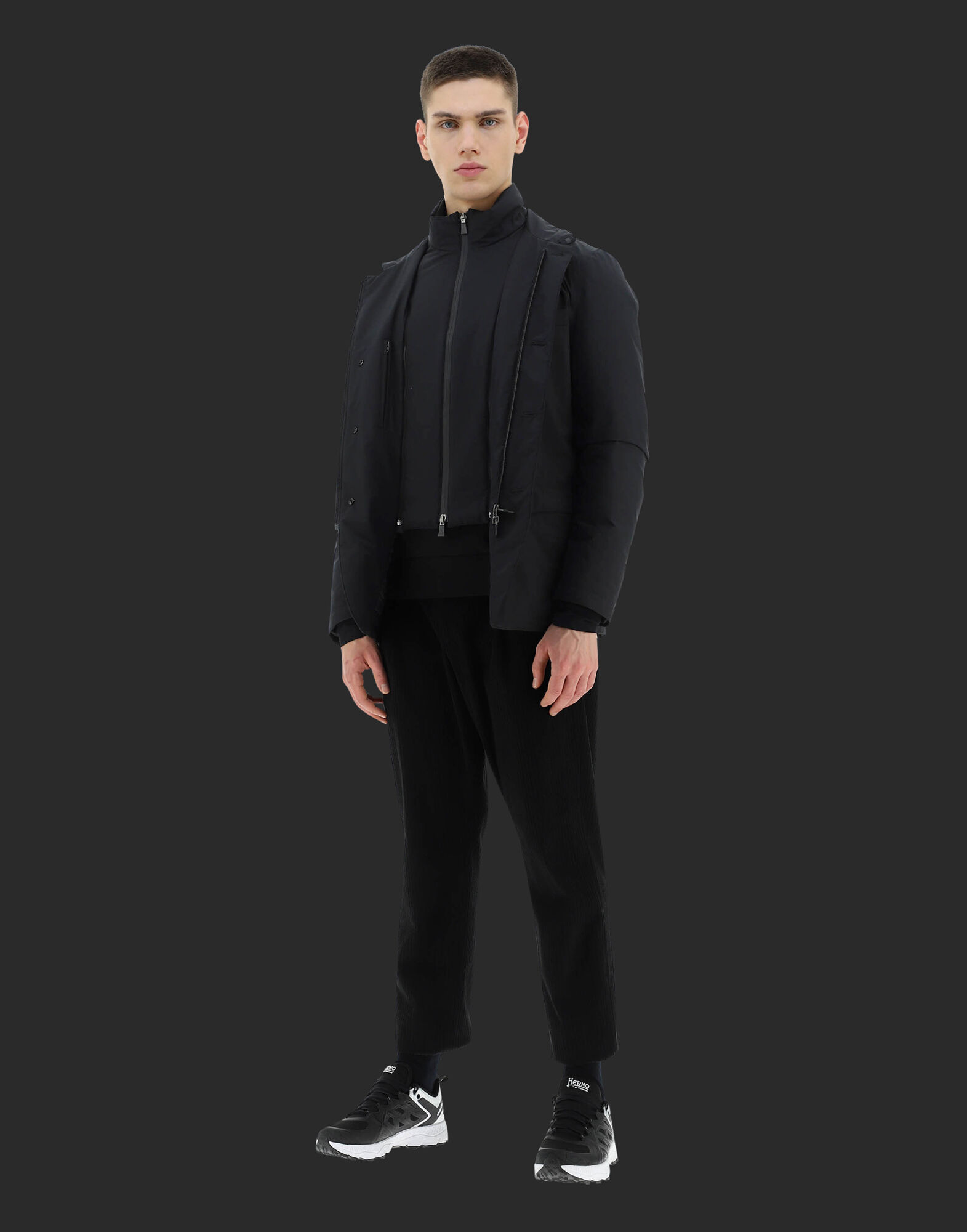 メンズ GIACCA IMBOTTITA PIUMA HERNO LAMINAR UOMO ブラック
