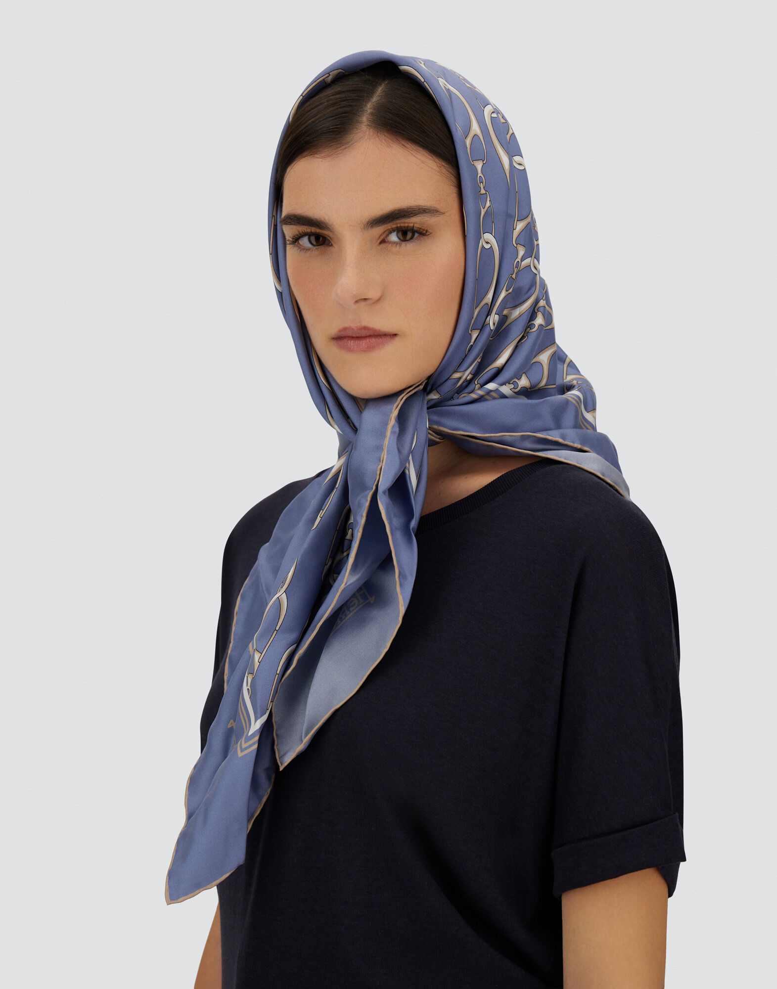 レディース SCARF IN ICONIC PRINT SILK ライトブルー | Herno® (ヘルノ)