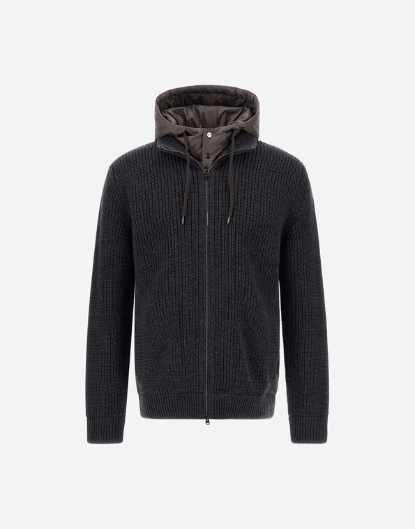 Herno JACKET IN RIBBED MERINO WOOL G.5 AND NYLON CHAMONIX Anthracite MC000195U702729490