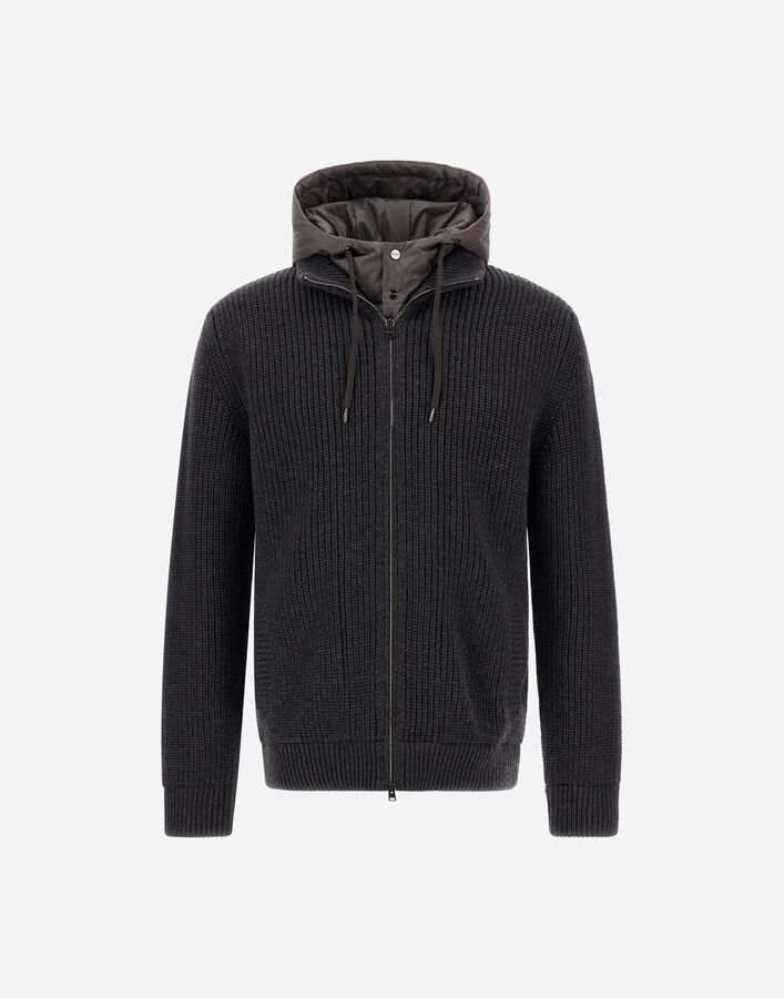 Herno JACKET IN RIBBED MERINO WOOL G.5 AND NYLON CHAMONIX Anthracite MC000195U702729490