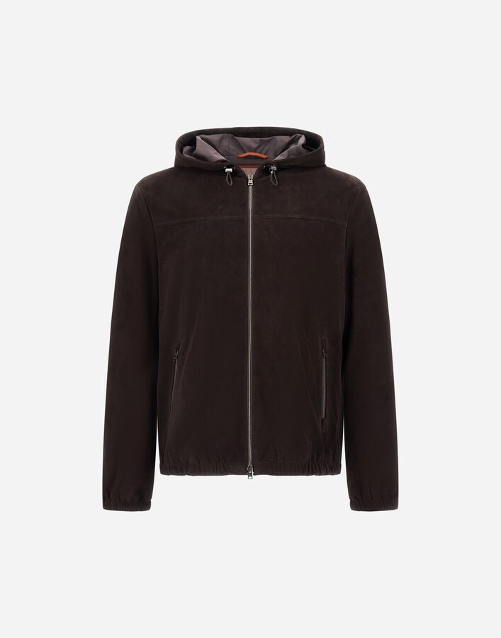 Herno RESORT JACKET IN VELVET-EFFECT SUEDE Dark Brown PL00032UR181518800