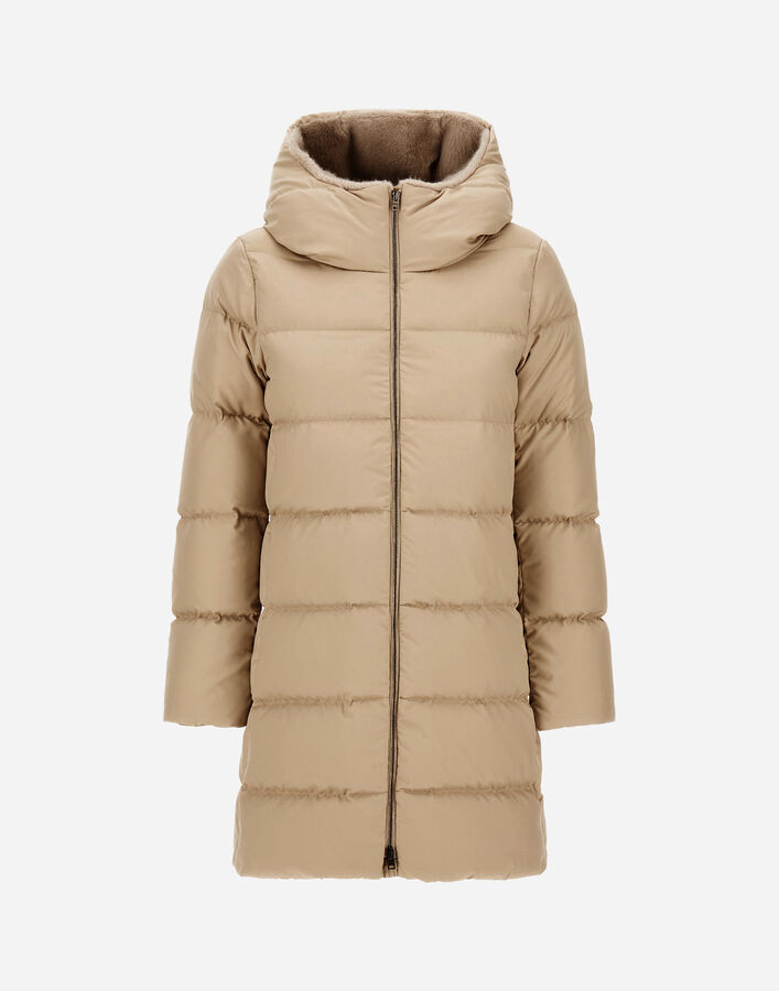 A-SHAPE JACKET IN ARENDELLE AND NEW LADY FAUX FUR Herno Herno A-SHAPE JACKET IN ARENDELLE AND NEW LADY FAUX FUR Light Beige PI001948D12414Z1980